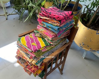 Wholesale Lot Of Indian Vintage Kantha Quilt Handmade Throw Reversible Blanket.