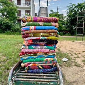 Wholesale Lot Of Indian Vintage Kantha Quilt Handmade Throw Reversible Blanket