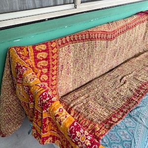 Große Menge Indischer Vintage Kantha Quilt Handgemachter Wurf Wendedecke Bettdecke Baumwollgewebe Boho Quilt Bild 3