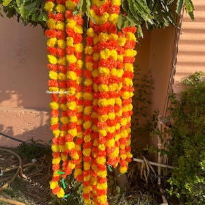 Wholesale Lot Artificial Marigold Flower decor Garlands Vine Wedding Indian Event Decoration Flowers Strings Mehndi Decorations