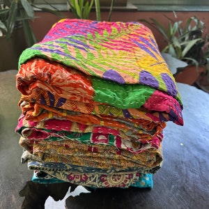 Wholesale Lot Of Indian Vintage Kantha Quilt Handmade Throw Reversible Blanket Bedspread Cotton Fabric BOHEMIAN quilting Twin Size Bed cover image 5