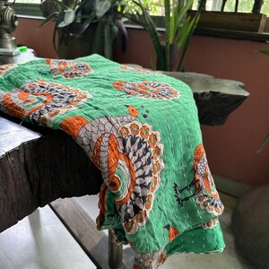 Großes Lot Indischer Vintage Kantha Quilt Handgemachter Wurf Wendedecke Bettdecke Baumwollgewebe Boho Quilting Twin Size Bettdecke Bild 7