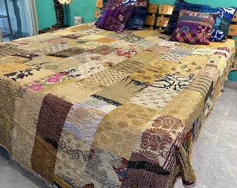 Bohemian Patchwork Quilt Kantha Quilt Handmade Vintage Quilts Boho King Size Bedding Throw Blanket Bedspread Quilting Hippie Quilts For Sale