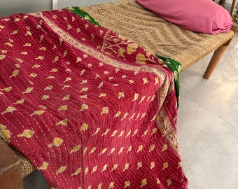 Lote al por mayor de colcha Kantha vintage india hecha a mano manta reversible colcha tela de algodón Boho acolchado cubierta de cama de tamaño doble