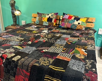 Trapunta patchwork Boho Trapunta Kantha Trapunte vintage fatte a mano Trapunte hippie in vendita Biancheria da letto Boho Coperta Copriletto Trapunta