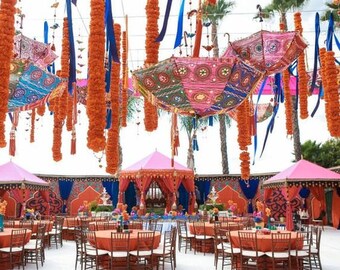 Wholesale Lot Traditional Indian Designer Decor Umbrellas Handmade Colorful Parasols Ethnic Patch work Embroidered Decor Umbrella