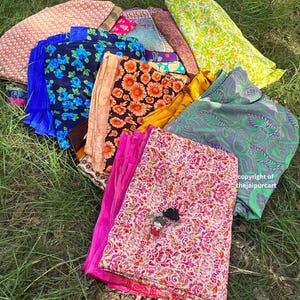 Used saree recycled Up cycled sari for home decor party wedding fabric parties vintage sari fabric Art Silk gift for her loverly gift