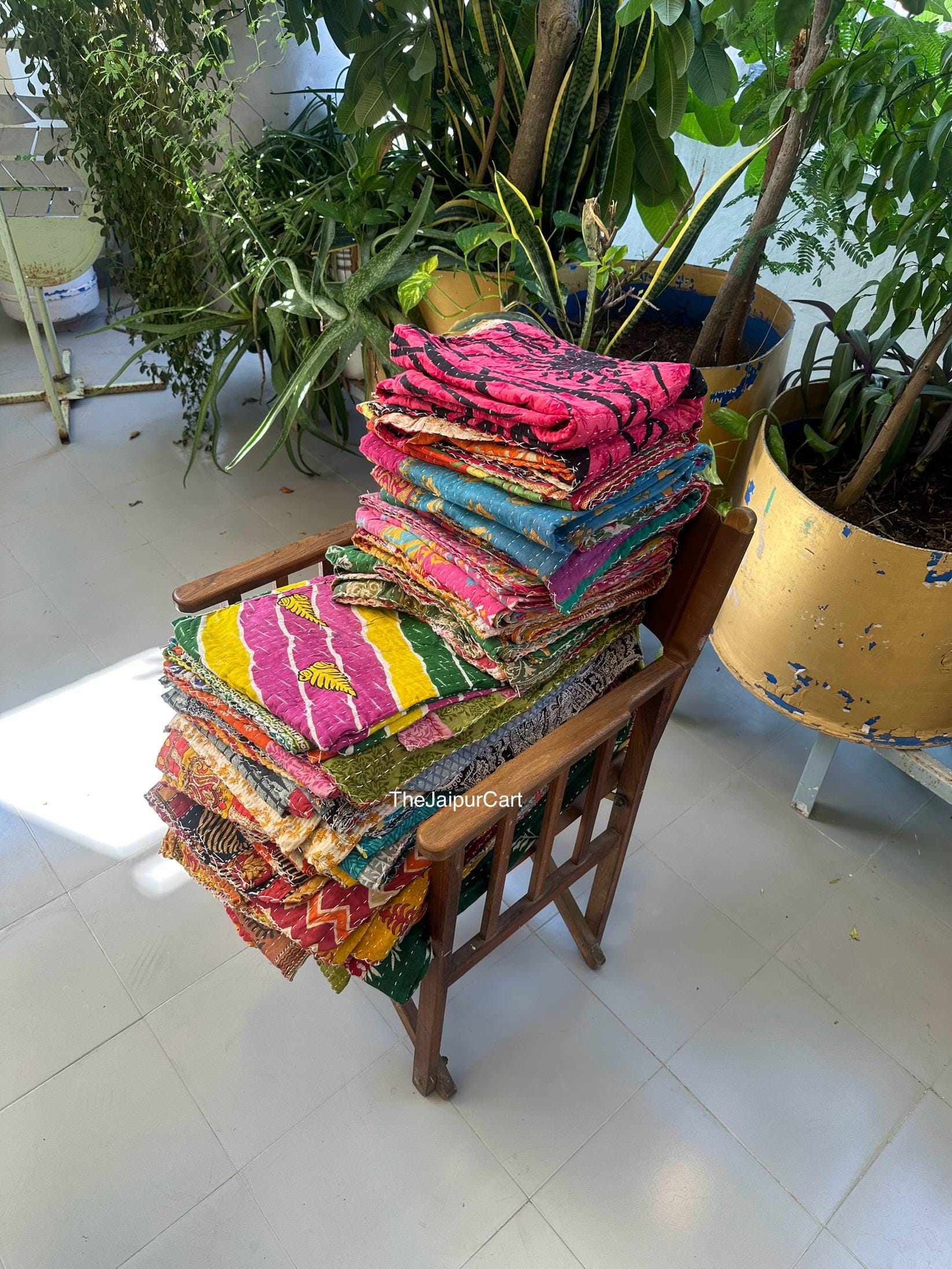 インドのヴィンテージカンタキルトハンドメイドスローリバーシブル