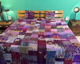 ヴィンテージの手作りパッチワークキルト