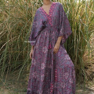 Vintage Summer Blend Silk Dress - Silk Maxi Dress - backless Handmade Silk Dress