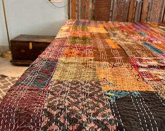 Bohemian Patchwork Quilt Kantha Quilt Handmade Vintage Quilts Boho King Size Bedding Throw Blanket Bedspread Quilting Hippie Quilts For Sale