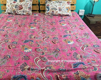 Large Selection : Cotton Kantha Indian Quilts Throw Bedspread Handmade Bedding Blanket Hippie Twin Size Floral Coverlets Boho Hand Quilts