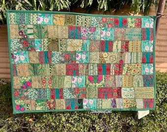 ヴィンテージ サリ ザリ ワーク タペストリー インド 重厚 刺繍 壁掛け