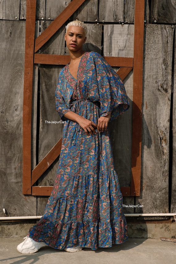 silk hippie dress HIPPIE LONG SILK Summer Handmade Dress, Silk Maxi Dress, Women's Dress,  Resort Wear, Long Halter Dress