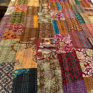 Bohemian Patchwork Kantha Quilt Handmade Vintage Boho Twin Queen King Size Bedding Throw Blanket Bedspread Quilted Hippie Bed & Sofa Covers