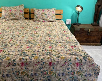 Edredón kantha de algodón indio, ropa de cama, colcha para sofá, colcha, decoración del hogar, estampado de frutas hecho a mano, Color