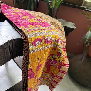 Wholesale Lot Of Indian Vintage Kantha Quilt Handmade Throw Reversible Blanket Bedspread Cotton Fabric BOHEMIAN quilting Twin Size Bed cover image 9