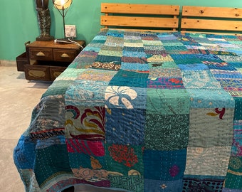 Hippie Quilts For Sale Bohemian Silk Patchwork Kantha Quilt Handmade Vintage Quilts Boho King Size Bedding Throw Blanket Bedspread Quilting