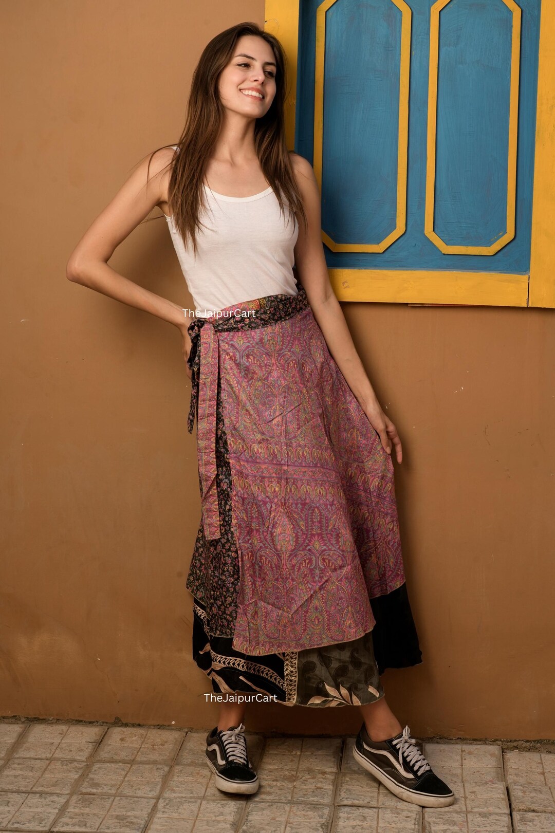 Vintage Indienne Jupe Portefeuille Indienne Jupe Indienne