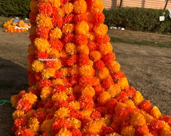 Indian Artificial Decorative Marigold Flower Garland Strings for Christmas Wedding Party Decoration Strings