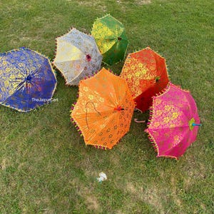 Multi designed Indian Wedding Umbrella Sun Parasols Handmade Umbrella Decorations Indian Home Decoration Gold Printed