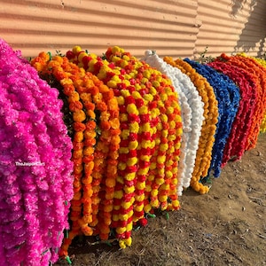 Wholesale Lot of Indian Artificial Decorative Marigold Flower Garland Strings for Christmas Wedding Party Decoration