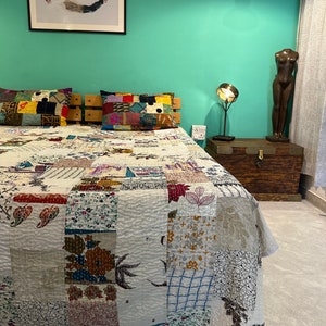 Bohemian Patchwork Quilt Kantha Quilt Handmade Vintage Quilts Boho King Size Bedding Throw Blanket Bedspread Quilting Hippie Quilt For Sale