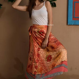 BOHO Rock INDIAN Seidenröcke Maxi Langer Rock Vintage Handmade Boho Sommer Wickelrock Plus High Size Hippie Wenderöcke Für Frauen
