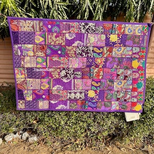 Arazzo patchwork da appendere alla parete, arazzo indiano in cotone, decorazione da parete boho, arazzo per l&#39;arredamento della casa, arazzo indiano vintage fatto a mano