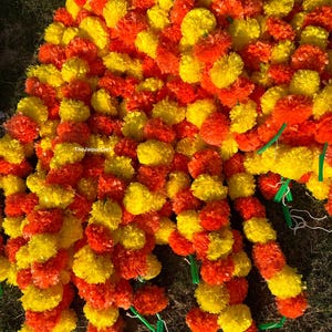 Marigold Flower garland for Diwali decoration Indian wedding decorative Artificial flowers mehndi decor Christmas party event backdrop