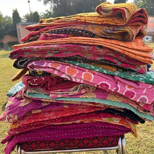 Wholesale Lot Of Indian Vintage Kantha Quilt Handmade Throw Reversible Blanket