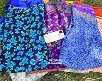 Wholesale Vintage Art Silk Sari Fabric: Recycled Indian Saris - 6.5 Yards