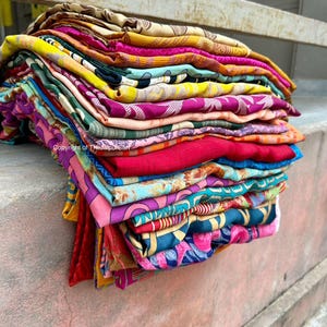 Used sari Used saree recycled Up cycled sari Art Silk fabric for home decor party decor theme wedding Bollywood parties vintage sari fabric