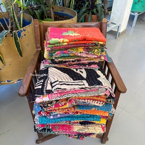 Wholesale Lot of Indian Vintage Cotton Kantha Quilts Handmade Sari Kantha Throw Blankets Sun Dance Beautiful Bohemian Bedding Blankets