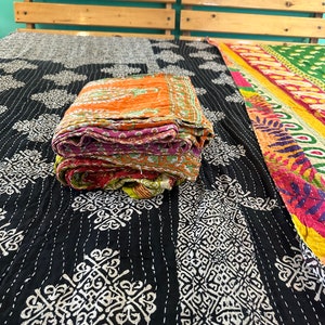 Wholesale Lot Of Indian Vintage Kantha Quilt Handmade Throw Reversible Blanket Bedspread Cotton Fabric BOHEMIAN quilting Twin Size Bed cover zdjęcie 6