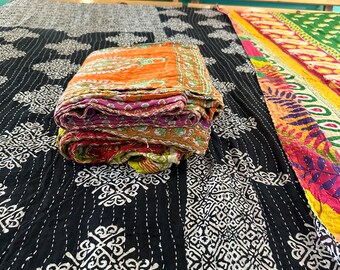 Wholesale Lot Of Indian Vintage Kantha Quilt Handmade Throw Reversible Blanket Bedspread Cotton Fabric BOHEMIAN Hand Stitched Bed Coverlet