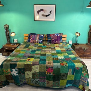 Bohemian Patchwork Quilt Kantha Quilt Handmade Vintage Quilts Boho King Size Bedding Throw Blanket Bedspread Quilting Hippie Quilts For Sale