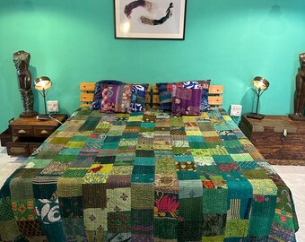 Boho Patchwork Quilt Kantha Quilt Handmade Vintage Quilts Boho King Size Bettwäsche Überwurf Tagesdecke Quilten Hippie Quilts zum Verkauf