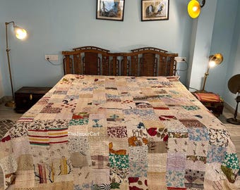 Indiase patchwork handgemaakte katoenen kantha quilt hippie beddengoed sprei boho boho vintage deken gudari kingsize/twin size bed cover worp