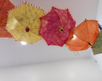 Paraguas decorativo con diseño floral indio, decoración para fiesta de cumpleaños y boda, lote de paraguas