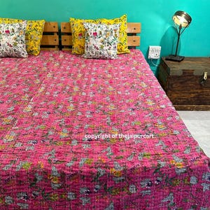 Edredón bohemio, ropa de cama bohemia, edredón kantha, edredón de algodón hecho a mano, decoración del hogar, manta para sofá, colcha Kantha