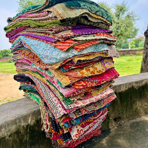 Wholesale Lot Of Indian Vintage Kantha Quilt Handmade Throw Reversible Blanket Bedspread Cotton Fabric BOHEMIAN quilting