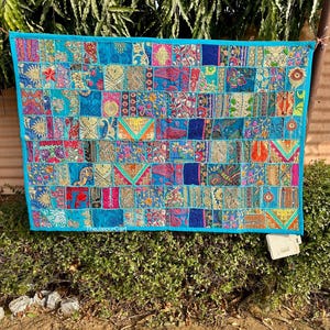 Arazzo patchwork da appendere alla parete, arazzo indiano in cotone, decorazione da parete boho, arazzo per l&#39;arredamento della casa, arazzo indiano vintage fatto a mano
