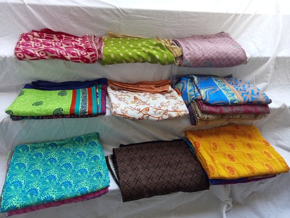 Wholesale Lot Sari Silk Fabric, Art Silk Sari Fabric for Silk