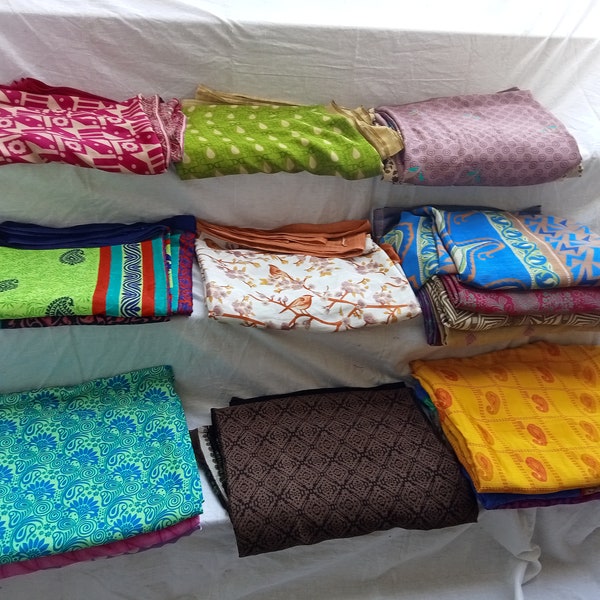 Wholesale lots Vintage Sari Recycled Sari Art Silk Indian Sari Women Sari Vintage Sari Fabric Used Sari Used Saree Sari silk fabric