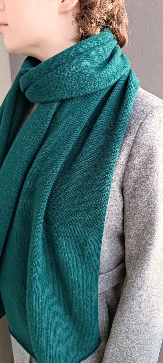 Luxurious Emerald Green Scarf Italian Merino Wool Angora