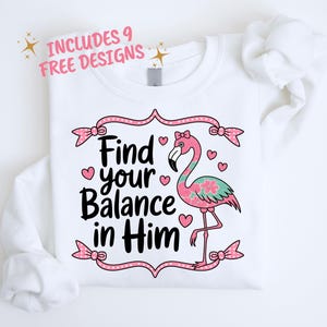 Find Your Balance PNG, Trendy Christian Shirt Png, Faith Png, Christian Sublimation Design, Religious Png, Flamingo Png, Digital Download