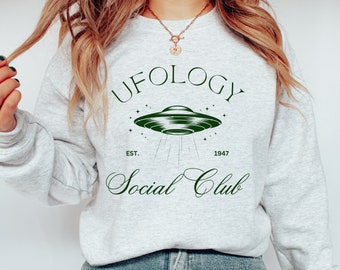 Felpa Social Club Camicia Astronave Camicia Disco Volante Felpa Extraterrestre Camicia UFO Camicia Old Money Abbigliamento Donna Camicia Cospiracy