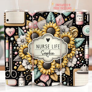 Custom Nurse Life 20oz Tumbler Wrap PNG, Cute Coquette Medical Theme 20oz Skinny Sublimation Design, Personalized Nurse Appreciation Gift