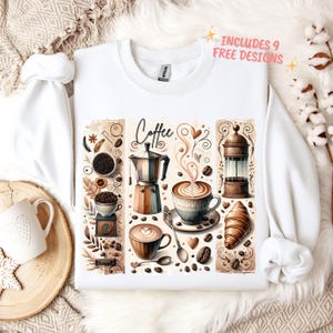 Coffee Lover Watercolor Brushstroke Shirt PNG Sublimation Design, Vintage Coffee Shirt Design, Cute DTF Digital Download, Trendy Tshirt PNG